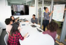 Goal Setting for Employees women colleagues gathered inside conference room