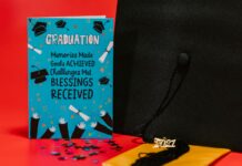 Success Quotes blue card with quote beside graduation cap